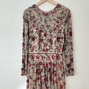 Mac Duggal Embellished Floral Tulle Gown Size 10 | Beaded Evening Dress (As Is)